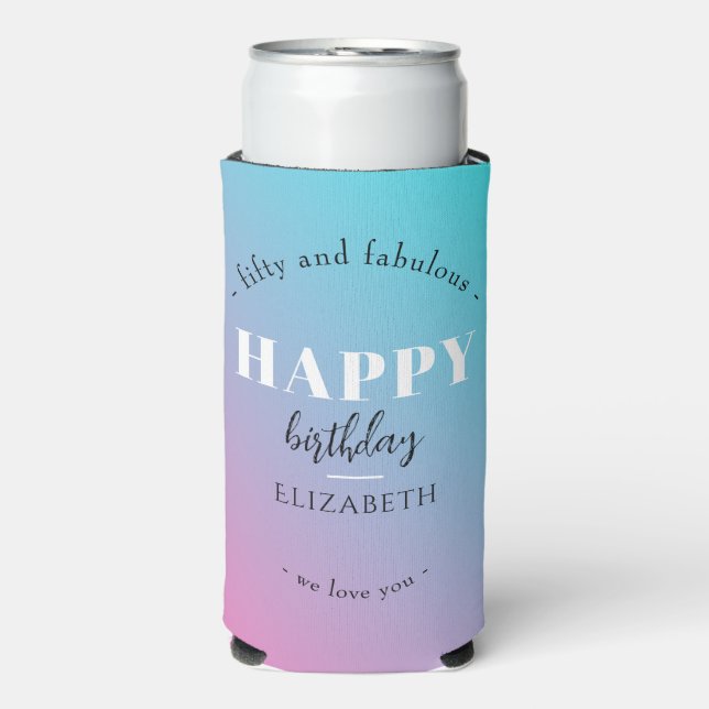 Birthday Minimalist design in pastel colours Seltzer Can Cooler (Seltzer Front)