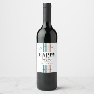 Birthday Minimalist design in pastel colours Wine Label
