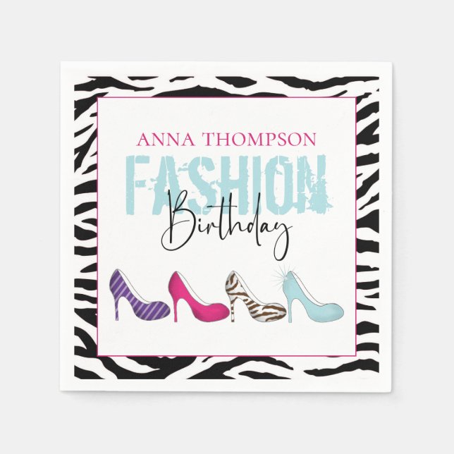 Birthday Minimalist Modern Fashion Girl Shoes Napkin (Front)