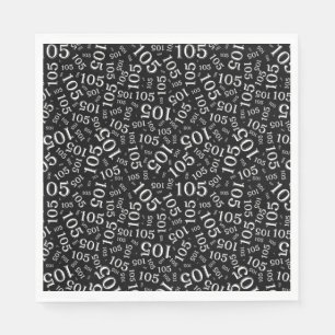 Birthday Modern 105 Number Pattern Black/White Napkin