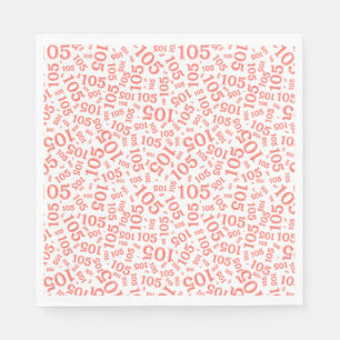 Birthday Modern 105 Number Pattern Coral/White Napkin