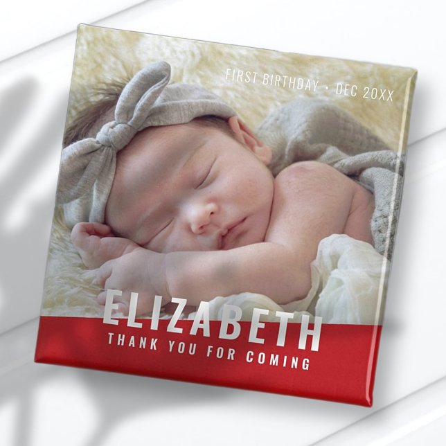 Birthday Modern Bright Colour Photo Thank You Magnet (Creator Uploaded)