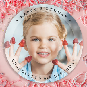 Birthday Modern Simple Cute Custom Photo Classic Round Sticker