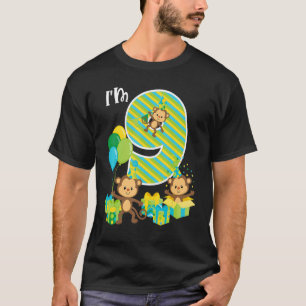 Birthday Monkey 9th Birthday Party Nine Year Old K T-Shirt