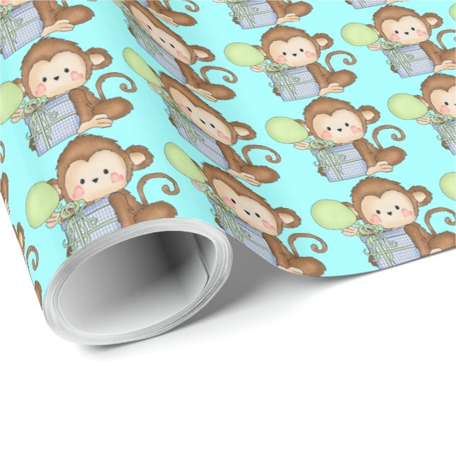 Birthday Monkey Cartoon wrapping paper (Roll Corner)
