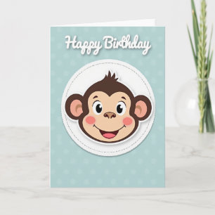 Birthday Monkey Illustration Card
