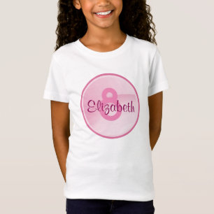 Birthday Monogram - Name and Age on a Pink Circle T-Shirt
