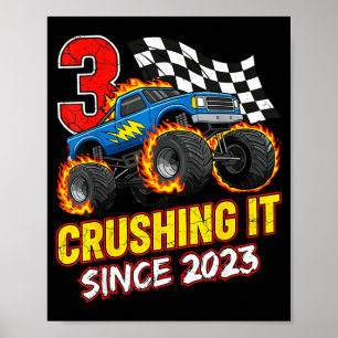 Birthday Monster Truck 3 Year Old Boys 3rd Party B Poster