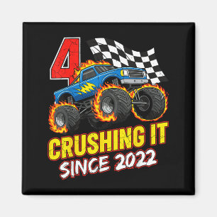 Birthday Monster Truck 4 Year Old Boys 4th Party B Magnet