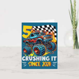 Birthday Monster Truck 5 Year Old Boys 5th Party B Card