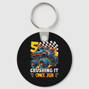 Birthday Monster Truck 5 Year Old Boys 5th Party B Key Ring