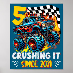 Birthday Monster Truck 5 Year Old Boys 5th Party B Poster