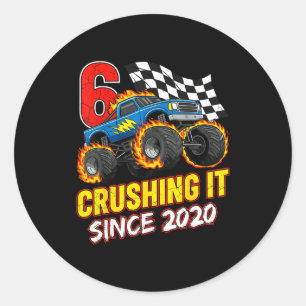 Birthday Monster Truck 6 Year Old Boys 6th Party B Classic Round Sticker