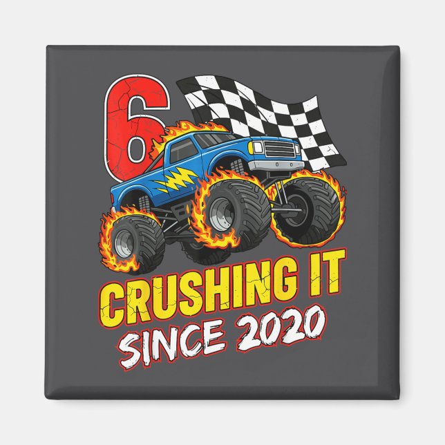 Birthday Monster Truck 6 Year Old Boys 6th Party B Magnet (Front)