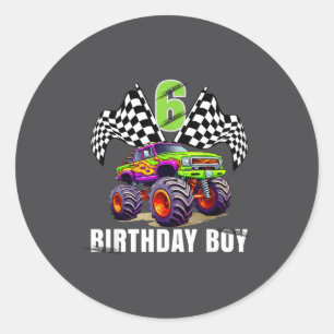 Birthday Monster Truck 6 Year Old Boys 6th Party  Classic Round Sticker