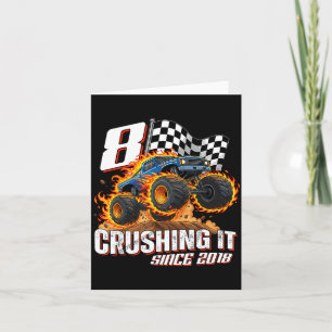 Birthday Monster Truck 8 Year Old Boys 8th Party B Card