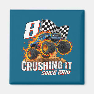 Birthday Monster Truck 8 Year Old Boys 8th Party B Magnet