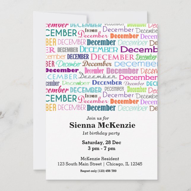 Birthday month December Invitation (Front)