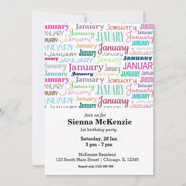 Birthday month January Invitation (Front)