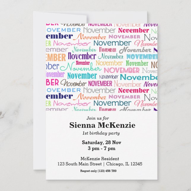 Birthday month November Invitation (Front)