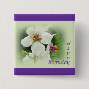 Birthday Moth Mullein Wildflower 15 Cm Square Badge