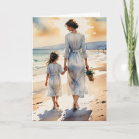 Birthday Mother and Daughter Walking the Beach