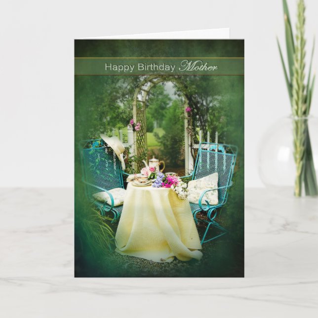 BIRTHDAY - MOTHER -  ENGLISH COTTAGE GARDEN CARD (Front)