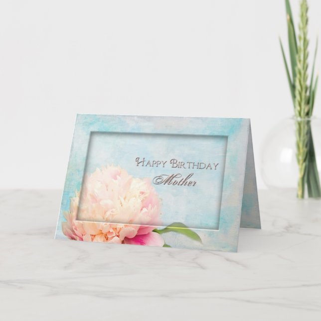 Birthday Mother - Peony Flower Close-up Card (Front)
