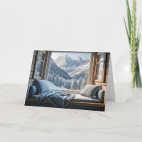 Birthday Mountain Scene In a Cabin Window