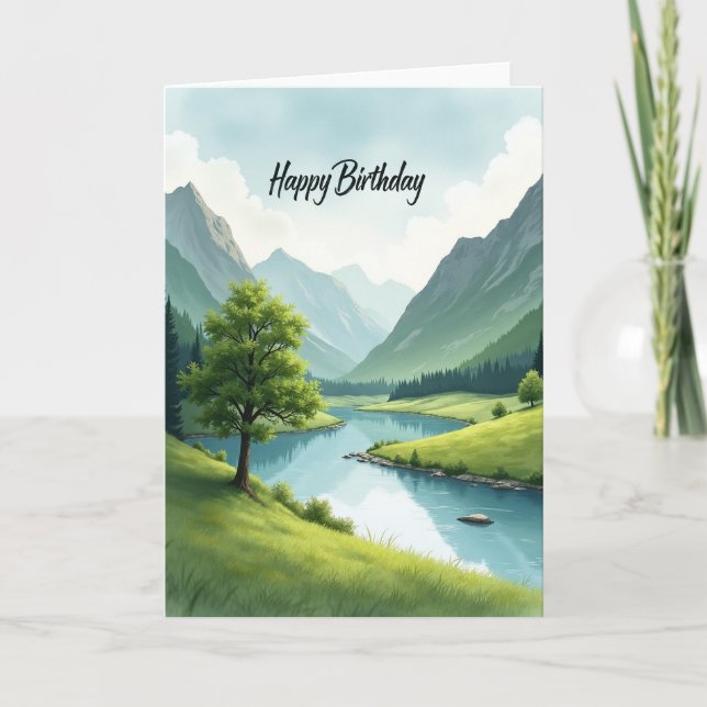 Birthday Mountain View Card (Front)