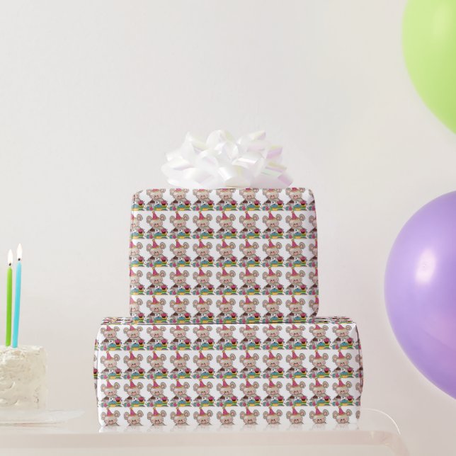 Birthday Mouse cartoon wrapping paper (Party Gifts)