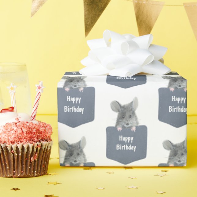Birthday Mouse in Pocket Wrapping Paper (Birthday Party)