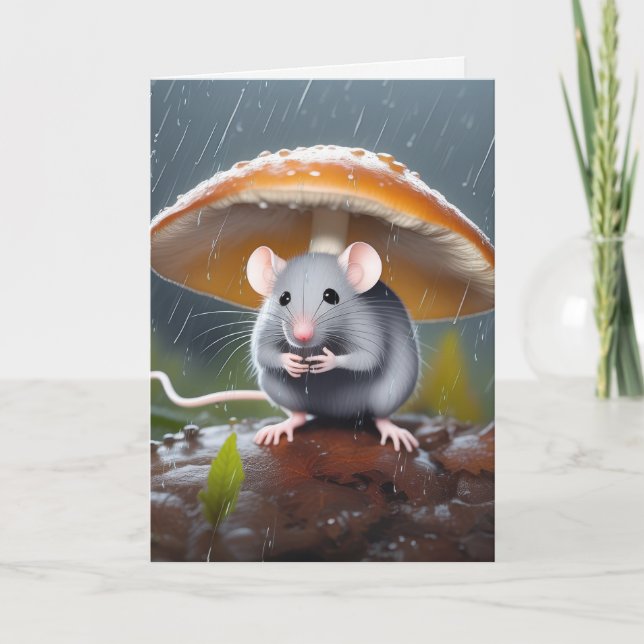 Birthday Mouse Under a Toadstool Card (Front)