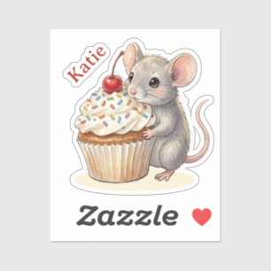 Birthday Mouse with Cupcake   Personalised 