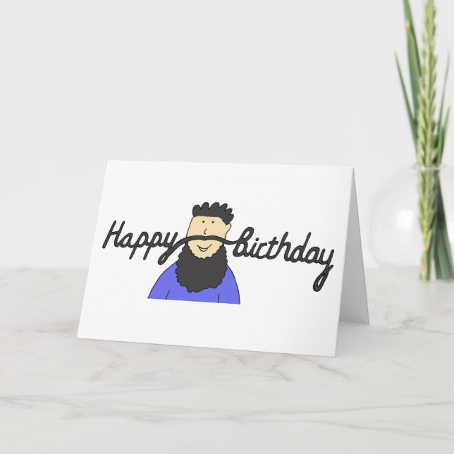 Birthday Moustache for Hipster with Beard. Card (Front)
