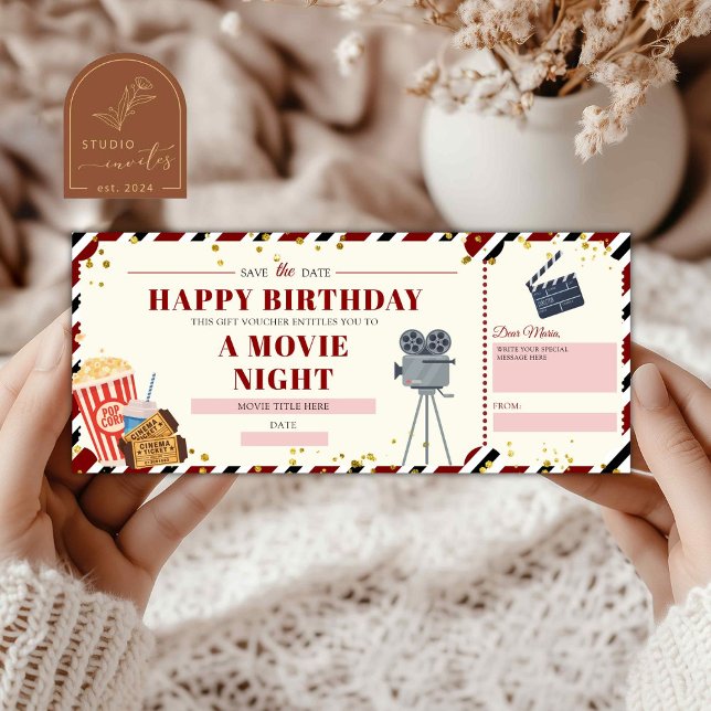 Birthday Movie Night Gift Voucher Invitation (Creator Uploaded)