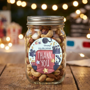 Birthday movie night thank you classic round sticker