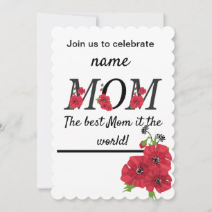 Birthday Mum Mother editable personalised red flow Announcement