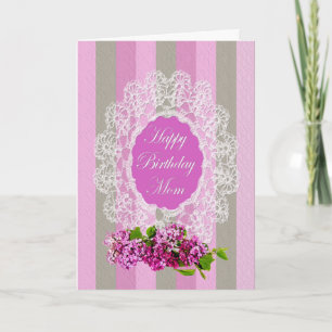 BIRTHDAY - Mum - Old Fashion - Lilacs and Lace Card