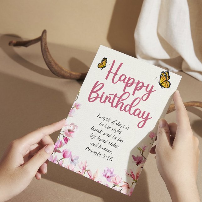 Birthday Mum Pink Floral Scriptural Text  Card (Creator Uploaded)