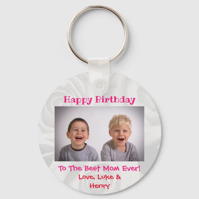 Birthday Mum World's Best Ever Cute Kids Photo Key Ring (Front)