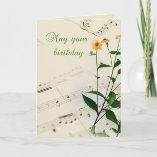 Birthday Music Notes and Wildflowers