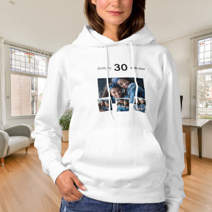 Birthday name age photo collage blue hoodie