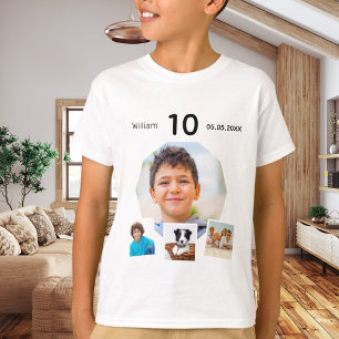 Birthday name age photo collage boy T-Shirt