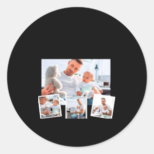 Birthday Name Age Photo Collage Classic Round Sticker