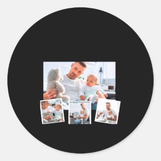 Birthday Name Age Photo Collage Classic Round Sticker