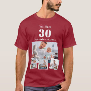 Birthday name age photo collage red T-Shirt