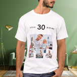 Birthday name age photo collage T-Shirt<br><div class="desc">Make your own unique photo collage.  Use four,  4 of your favourite photos.  Personalise and add a name,  age and date. 
Black text.  Perfect as a birthday,  Christmas or Father's Day gift.</div>