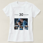 Birthday name age photo collage T-Shirt<br><div class="desc">Make your own unique photo collage.  Use four,  4 of your favourite photos.  Personalise and add a name,  age and date. 
Black text.  Perfect as a birthday,  Christmas or Mother's Day gift.</div>