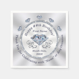 Birthday Napkins Personalised, Cocktail or 3 Sizes